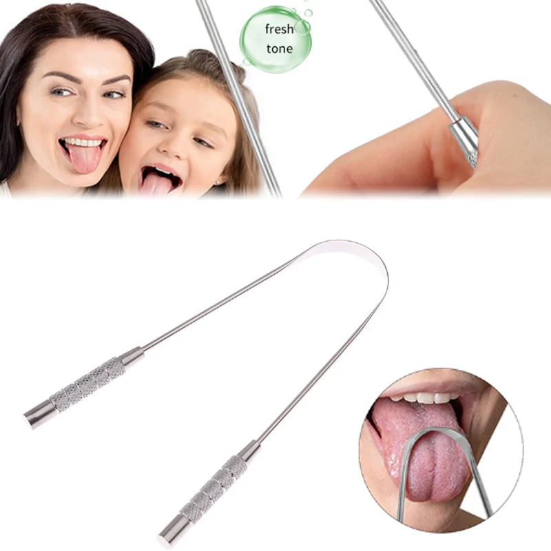 

1PC Tongue Scraper Reduce Bad Breath Stainless Steel Tongue Cleaners Metal Tounge Scrappers Tongue Scraper Cleaner For Fresh