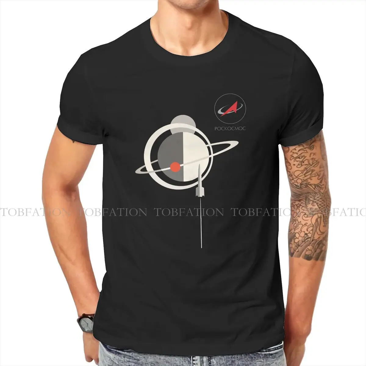 

ROSCOSMOS VINTAGE SPACE EXPLORATION TShirt For Men Russian USSR CCCP Clothing Style T Shirt Comfortable Printed Fluffy