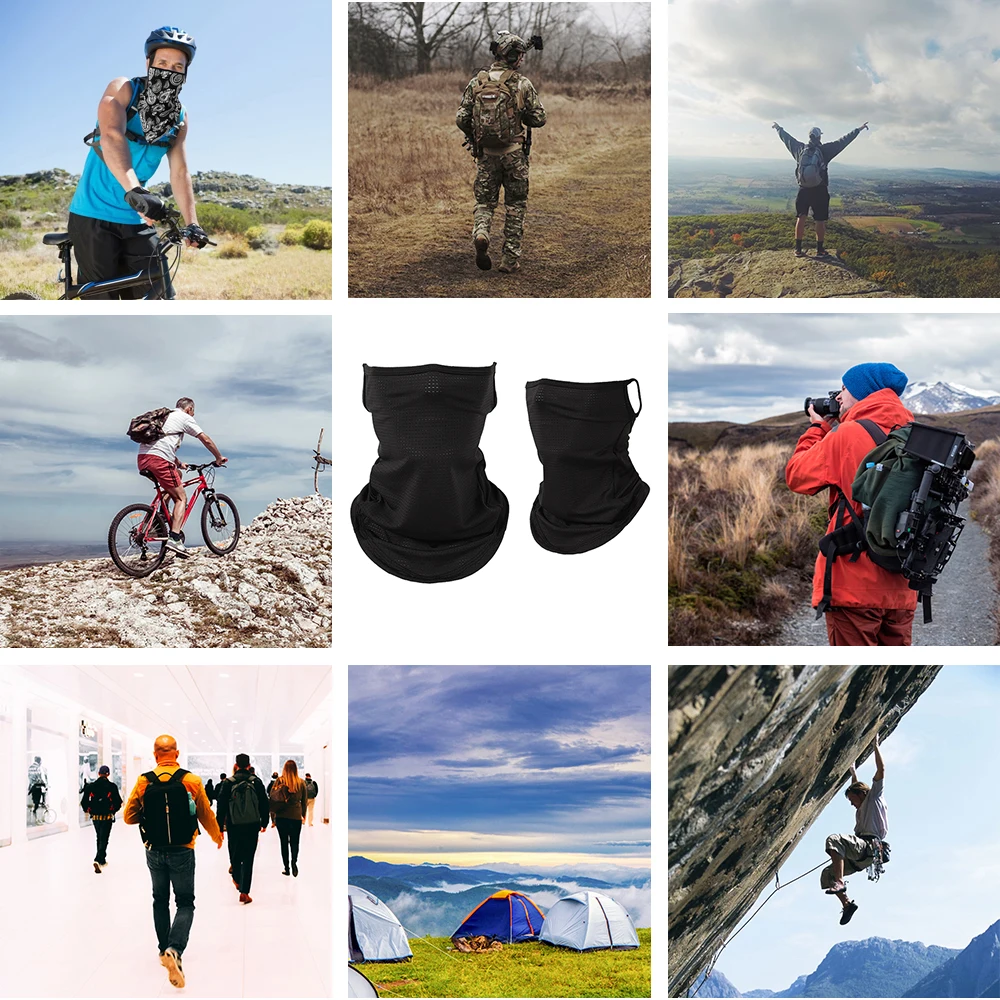 Riding Face Mask Breathable Ice Silk Cycling Mask Sun Protection Face Cover Neck Gaiter Men Women Elastic Hang-Ear Ridin_voghion.com