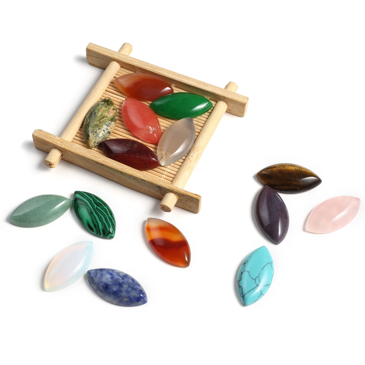 

10pcs Random Natural Stone Horse Eye Shape without Hole Ring Face Charms for DIY Ring Women Men Jewelry Accessories Ornaments