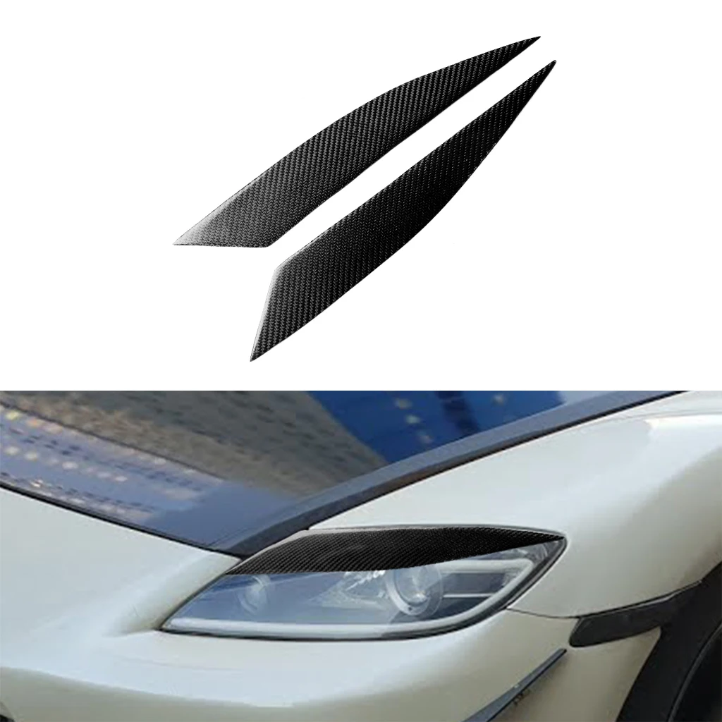 

1pair Real Carbon Fiber Car Headlights Eyebrow Eyelids Trim Cover For Mazda RX8-B 2004 2005 2006 2007 2008 Car Accessories