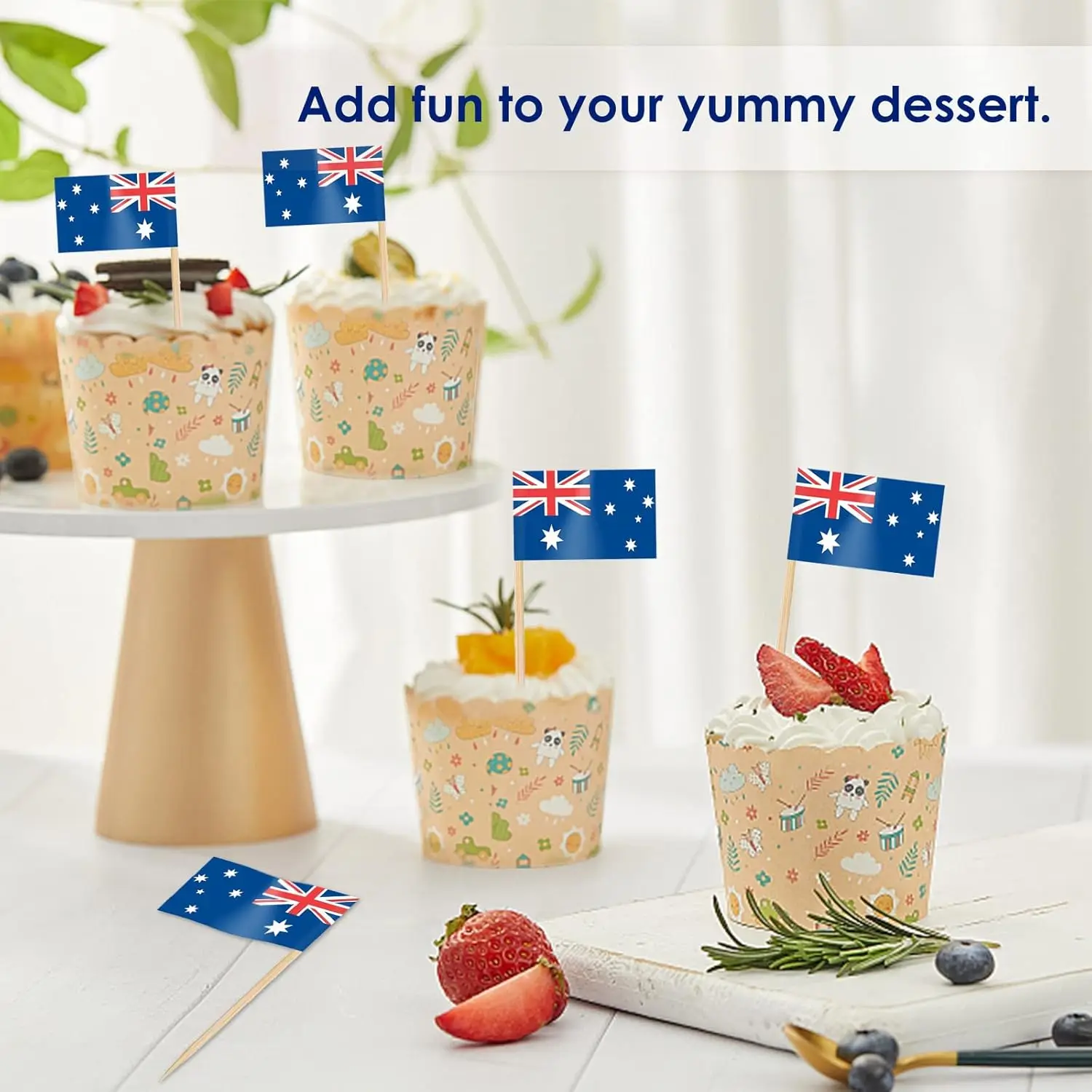 Australian Flag Toothpick Decorations - Set of 100 Cupcake and Cocktail Toppers