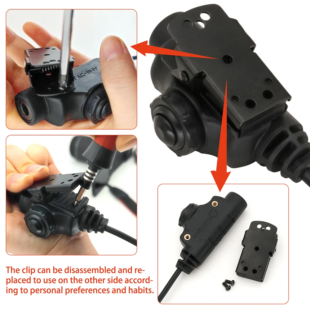 TCIHEADSET Tactical  Airsoft V2 U94 PTT Adapter  Icom / Kenwood / Midland / Motorola  Cable Plug Compatible Tactical  Headset