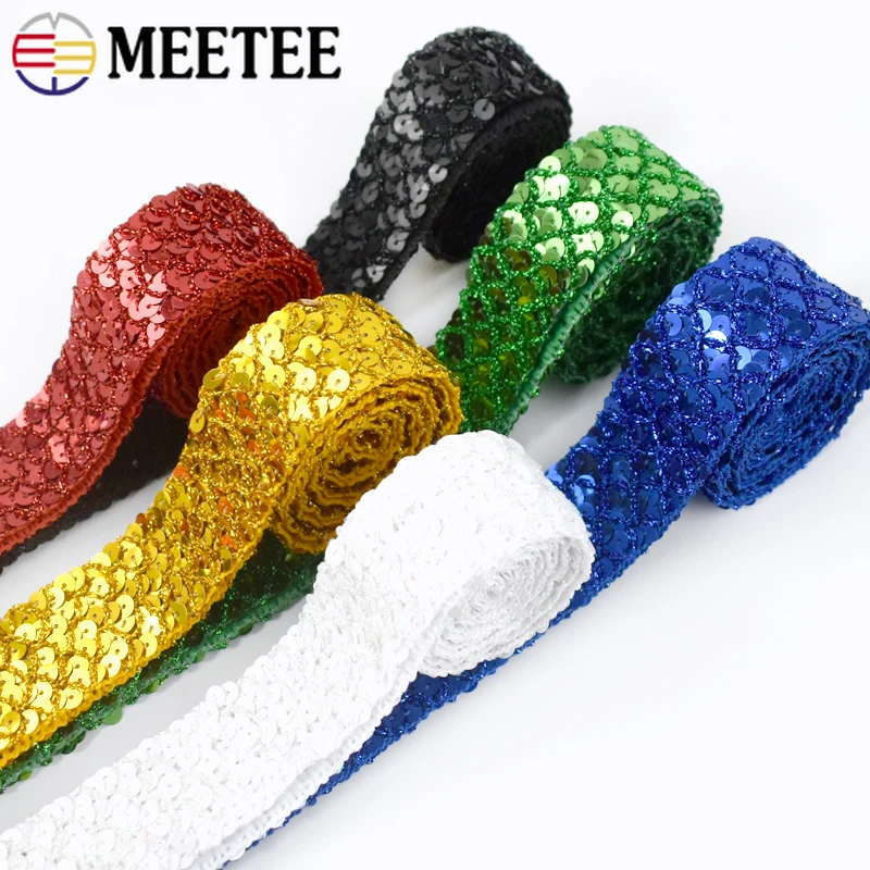 35mm Sequin Lace Trim Ribbon For Stage Garment Dance Dress Paillette Tape Wedding Decoration DIY Sewing Accessories 5/10Meter lace ribbon lace sewing accessories lace accessories