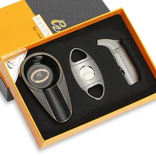 GALINER Ceramic Cigar Ashtray Home Portable Butane Gas Torch Lighters Cigar Accessories Metal Dould Blade Sharp Cigar Cutter