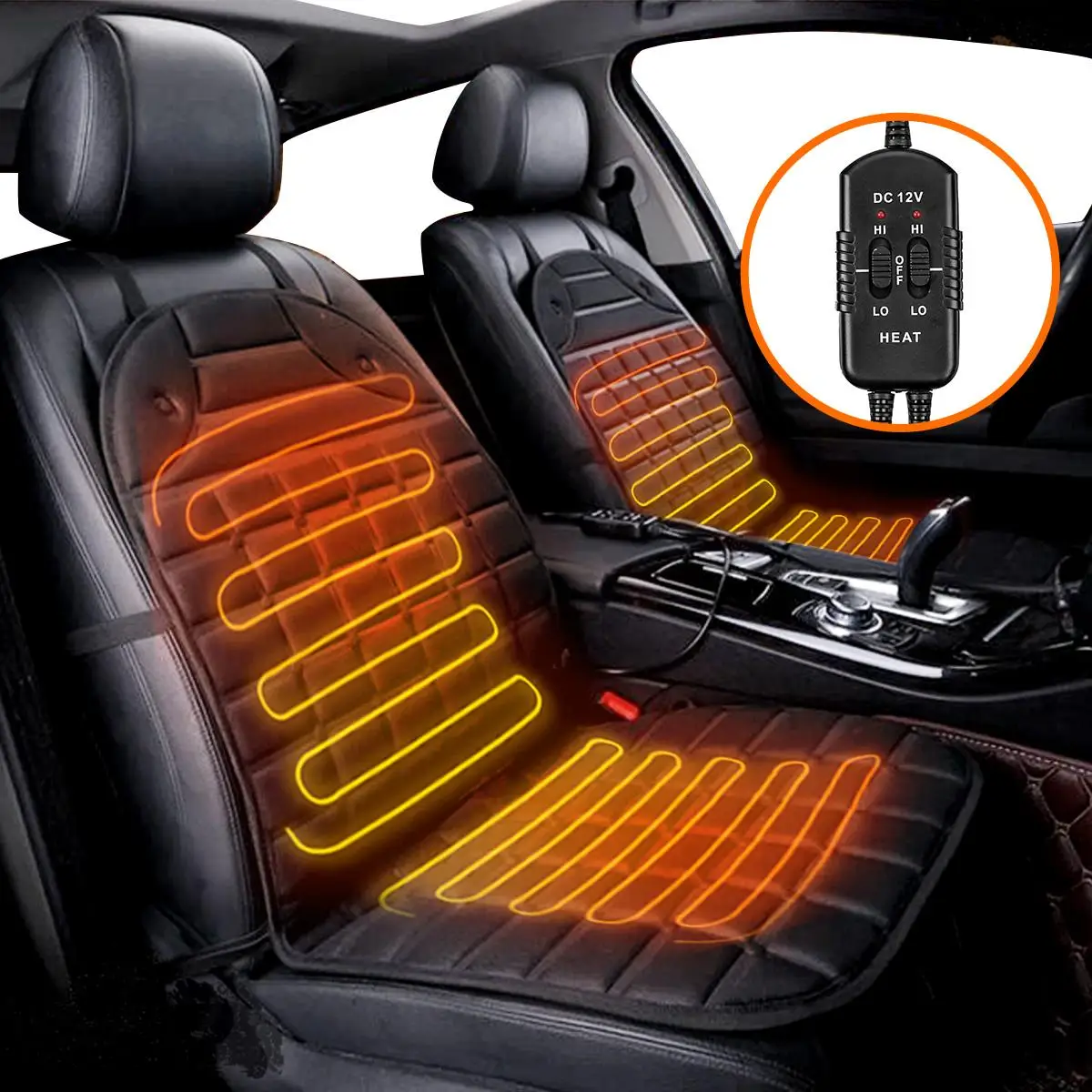 Heated 12 volt thermo car van seat cushion pad cover winter warmer heater 12v 