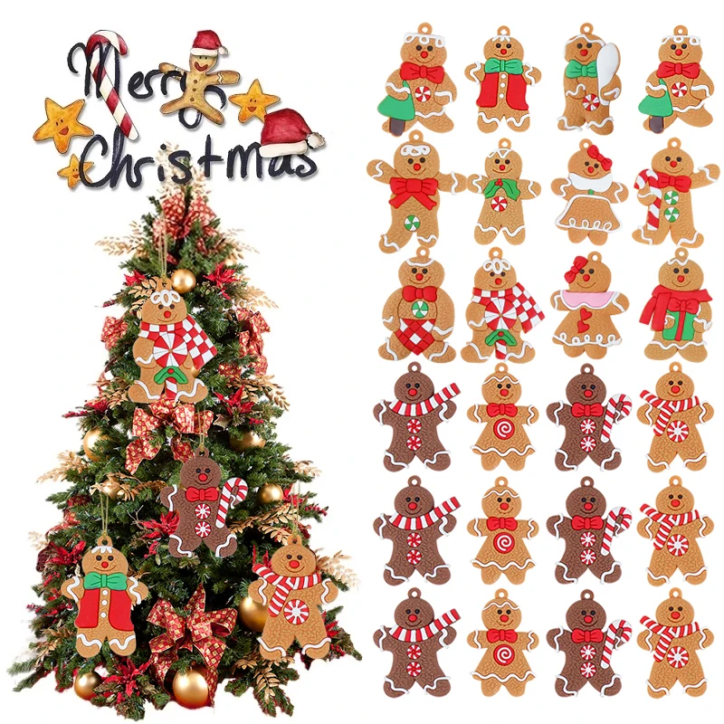 Christmas Gingerbread Man Ornaments Xmas Tree Hanging Charms Pendant Christmas Decorations for Home New Year Gift Navidad 2024