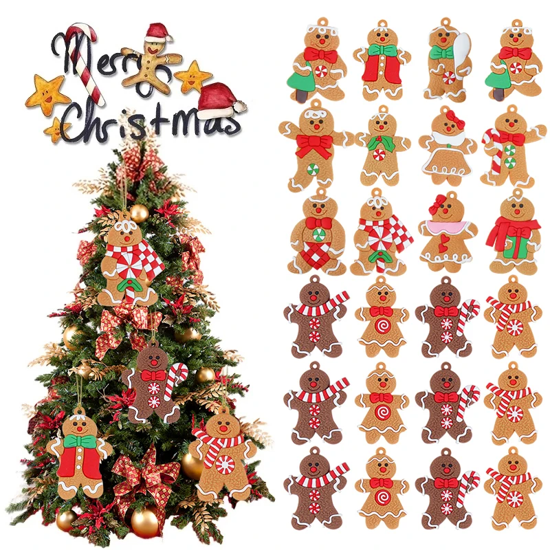 Christmas Gingerbread Man Ornaments Xmas Tree Hanging Charms Pendant Christmas Decorations Home New Year Gift Navidad