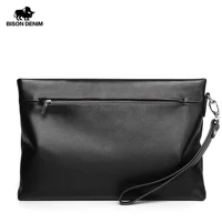 BISONDENIM-Pochette en Cuir group pour Homme, Sac à Main de Grande Capacité pour Téléphone, Marque de Luxe, Poudres, Portefeuille Souple 4