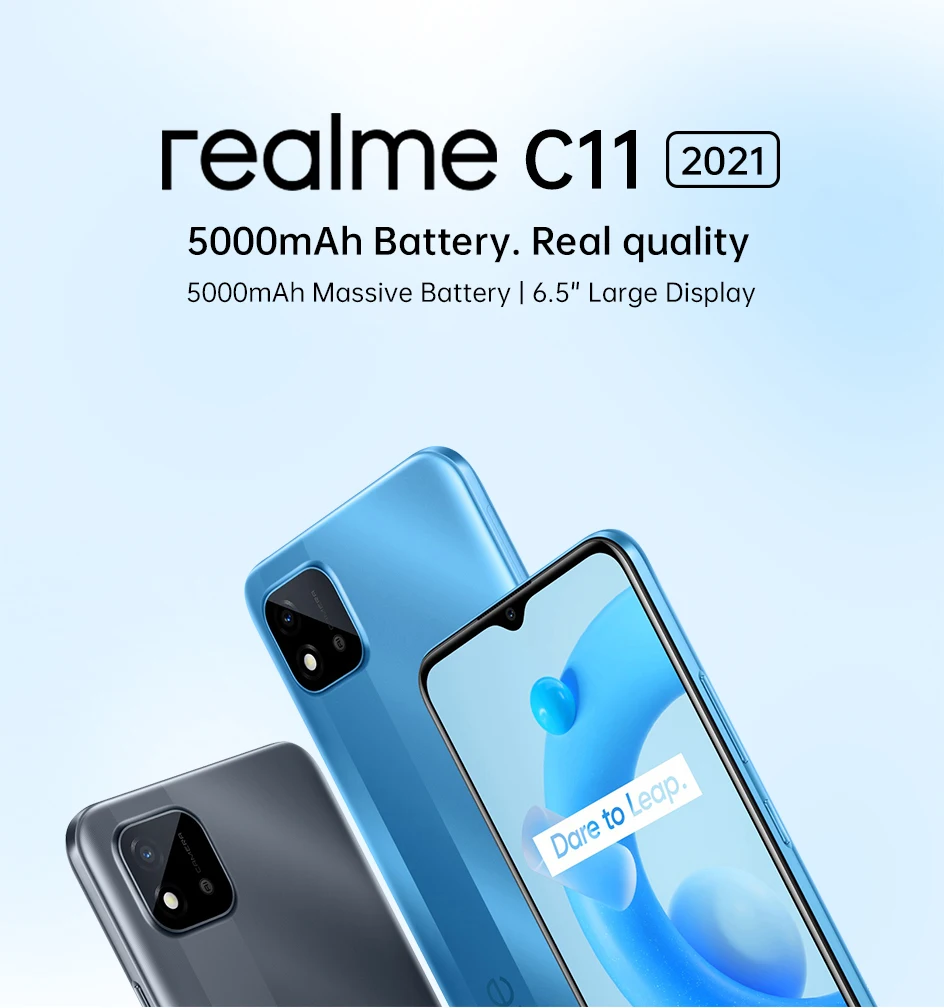 realme latest smartphone Global Version realme C11 Mobile Phone 2GB 32GB 5000mAh Battery 6.5 Inches Fullscreen 13MP Dual Camera 3 Card Slot Smartphone realme new version mobile