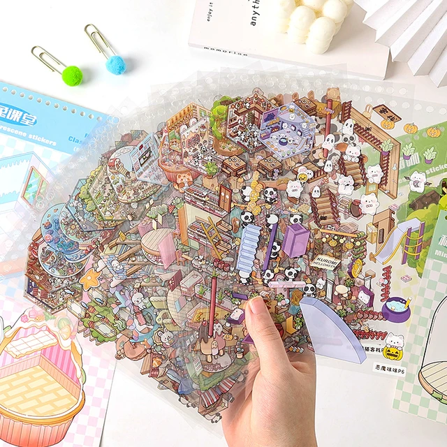 1Style 40Pcs/book Cartoon cute 3D three-dimensional scene