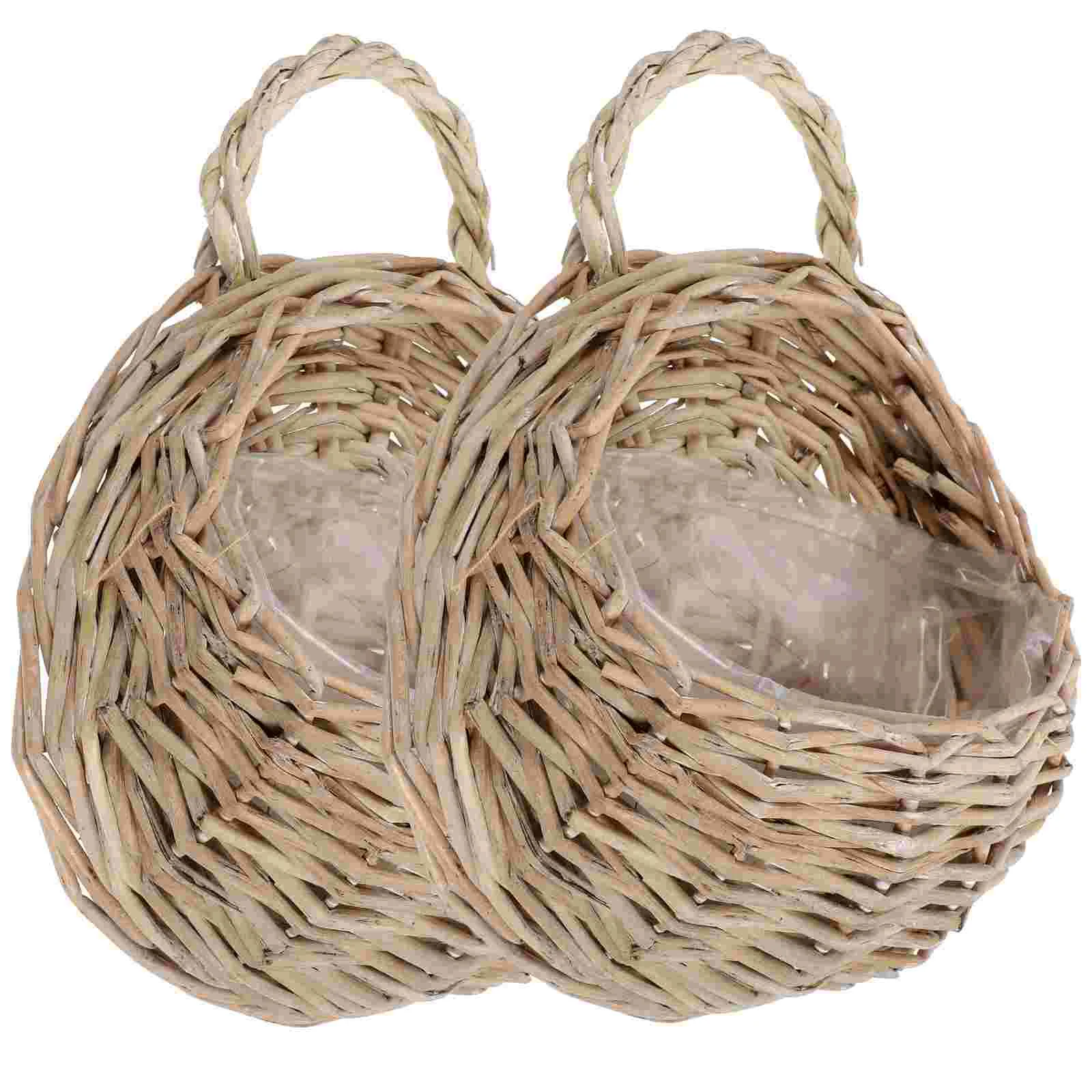 

Doitool Rattan Hanging Planters - Round Plant Baskets Bonsai Flowerpot - Woven Flower Pots Flower Holders Containers