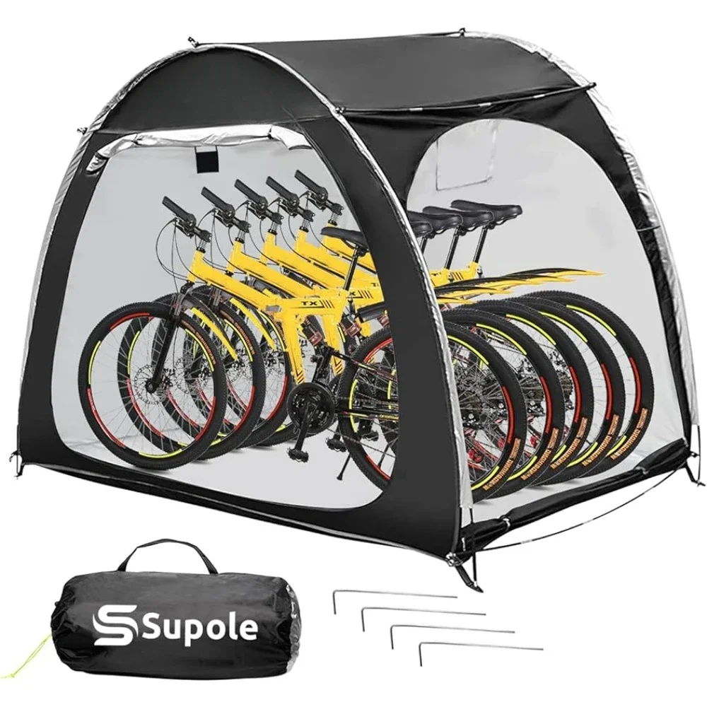 

Outdoor 4 or 5 bicycle storage tent, 7 'x 5' x 5.5 'bicycle shed, ultra thick 210D silver plated Oxford PU4000 waterproof