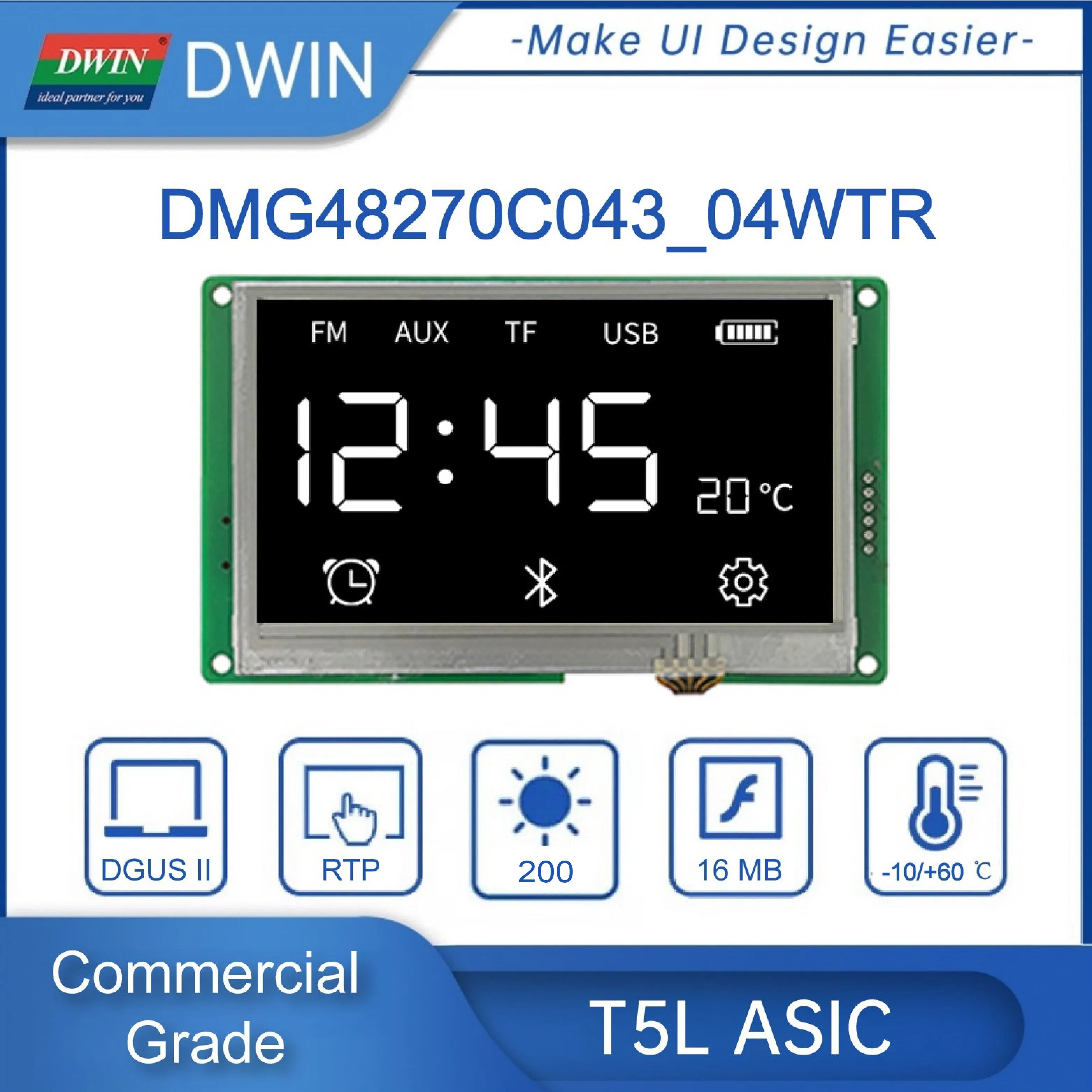 DWIN 4.3인치 480*272 TFT LCD 디스플레이 아두이노 나노 TN 스크린 터치 패널 스마트 UART LCM 모니터 DMG48270C043_04W