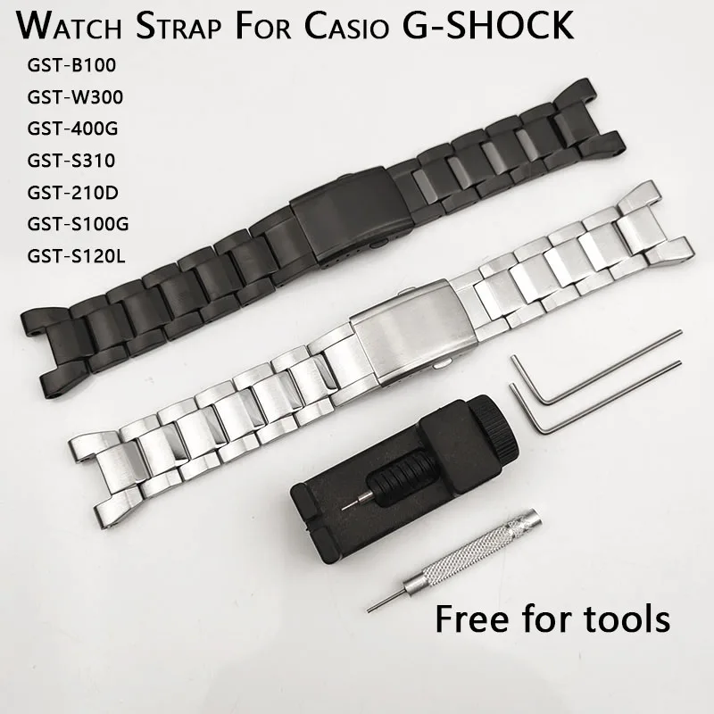 Per Casio G-Shock Watch Band Gst-210 Gst-W300 Gst-400G Gst-B100 S100D/S110D/W110 Cinturino In Metallo Cinturino In Acciaio Inossidabile
