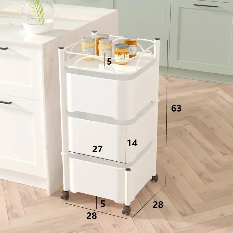 

HOOKI Rotating Rack Trolley Floor Multi-layer Snack Fruit and Vegetable Basket Household Storage Rack Kitchen O