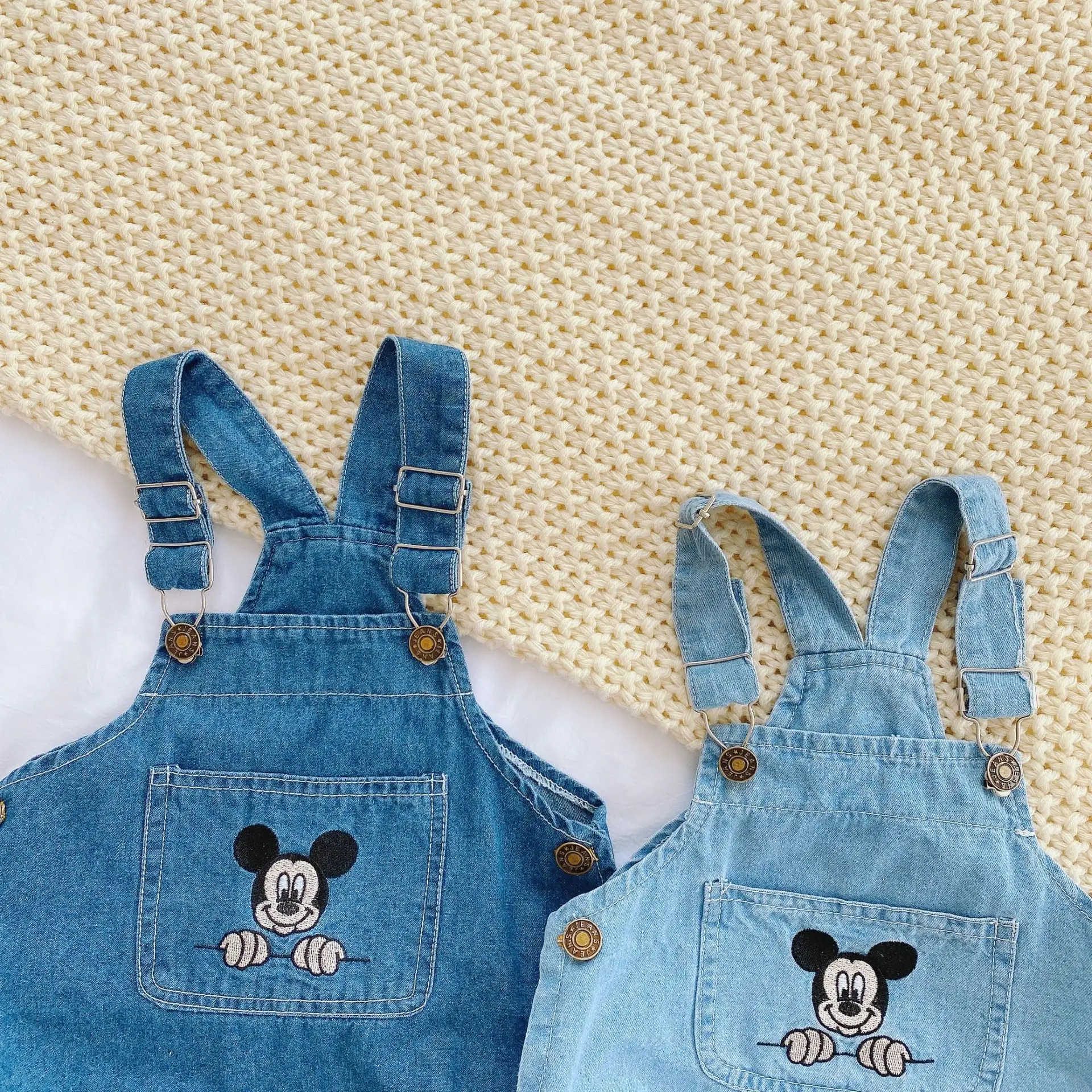 Summer Clothing Newborn Clothes Thin Men's And Women's Baby Outdoor Clothing Denim Jumpsuit Baby Trendy Cartoon Jumpsuit
