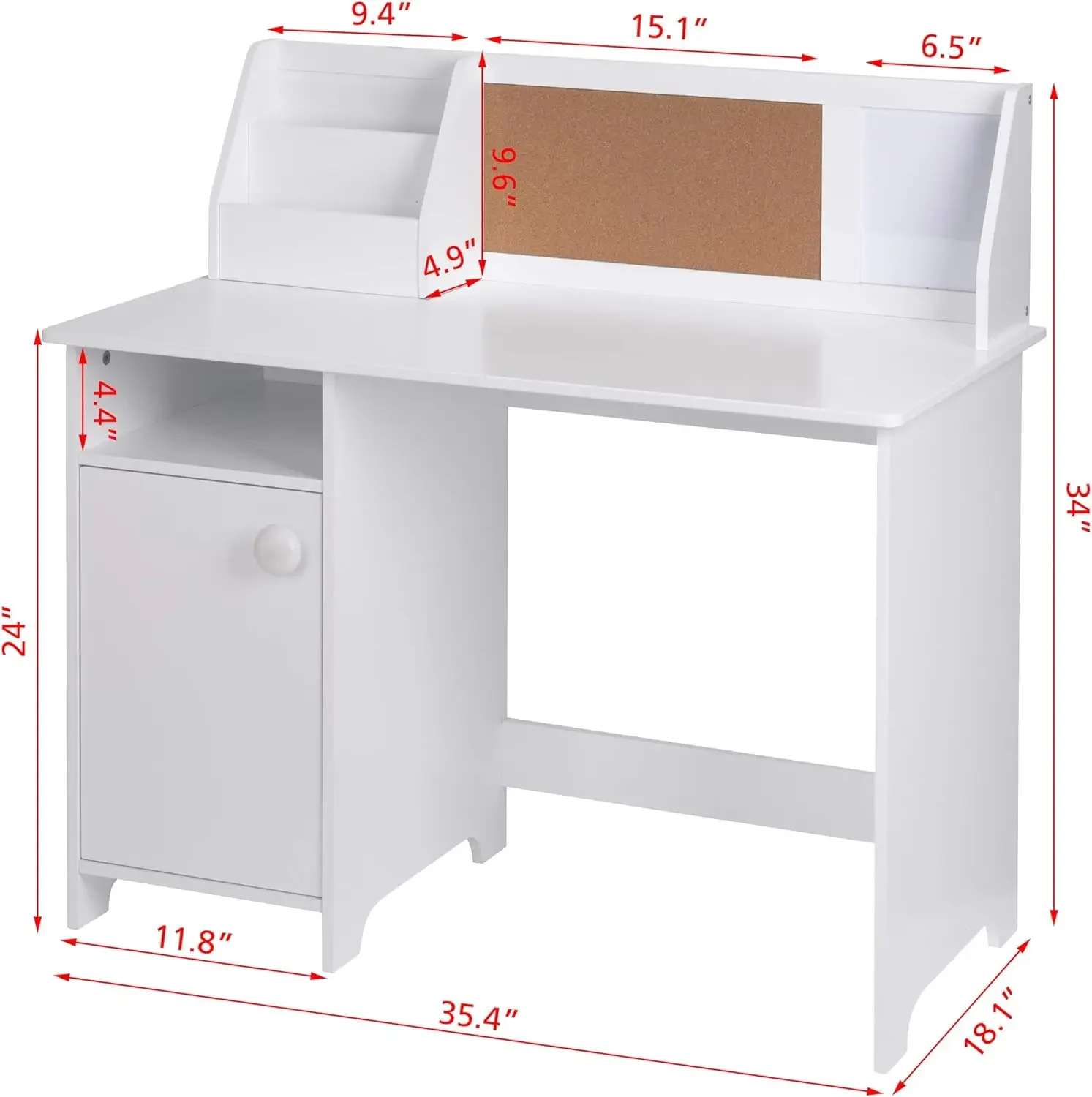 Kids Study Desk with Storage, Wooden Children School Study Table with Hutch and Storage Cabinet for 3-8 Years Girls Boys, S 2