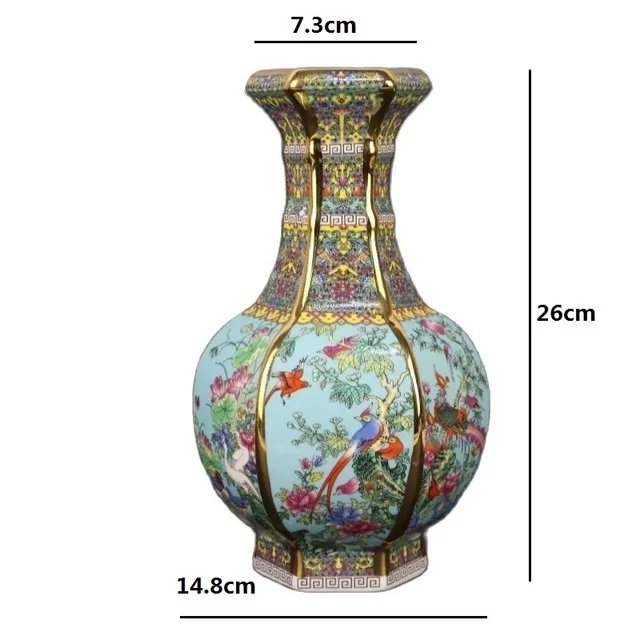 26CM Ceramic Vase Antique Collection Living Room Decoration Enamel Porcelain Home Furnishing Ornaments Housewarming Gift 4