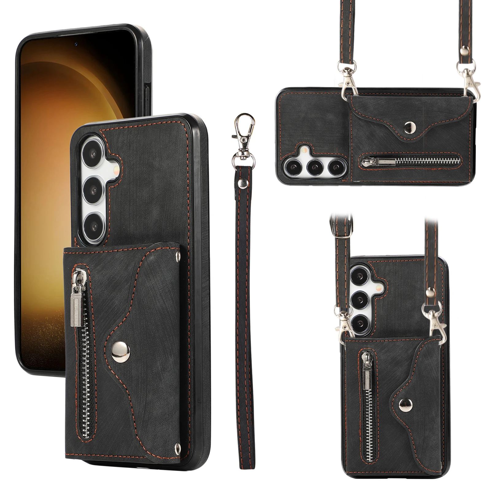 Elegant Leather Crossbody Card Slot Wallet Case