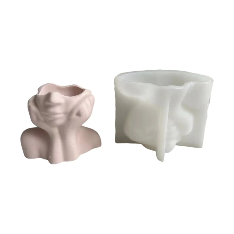

R3MC Cheek Support Face Pot Silicone Mold Epoxy Resin Casting Succulent Pot Mold