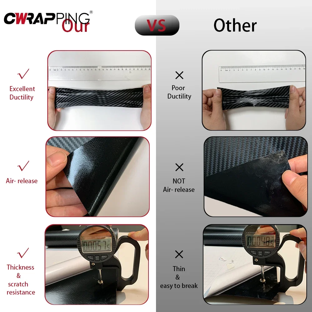 Carbon Fiber Car Vinyl Wrap Waterproof Self Adhesive Stickers Motorcycle Laptop Phone for Car Accessories Matte Glossy Black