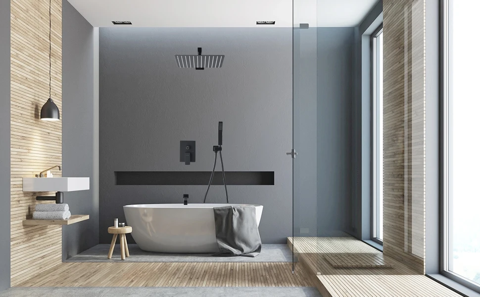 Description Picture 3 of itemSystem with High Pressure Rainfall Head, Handheld Head, Bathtub Faucet Trim Kit and 3 Function