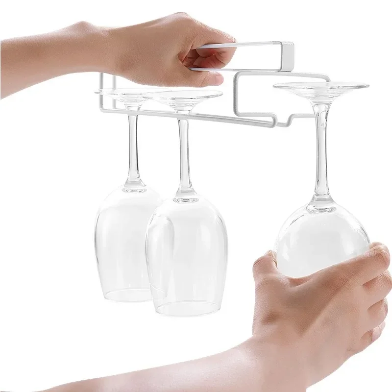 Wine Glass Holder No Drilling Metal Wine Glass Holder-Stemware Rack for Under Cabinet Storage Kitchen Organization Kitchen/Bar Storage Supplies