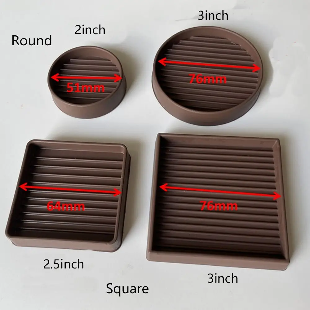 4Pcs/set Rubber Furniture Coasters Convenient Square Round Non Slip Caster Cups Chair Feet Stoppers Couch/Chair/Bed Stoppers