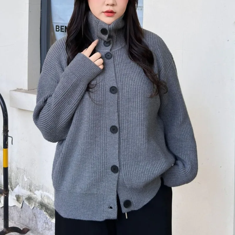 XXXXL Fashion Plus Size Woman Clothing Sweaters Autumn And Winter Thickened Knitted Cardigan Jersey 530