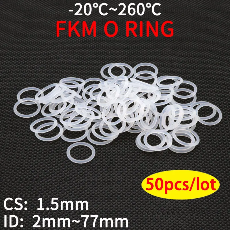 

50pc White Silicone O Ring Gasket CS 1.5mm OD 5 ~ 80mm Food Grade Waterproof Washer Round O Shape Rubber silicon ring o-ring