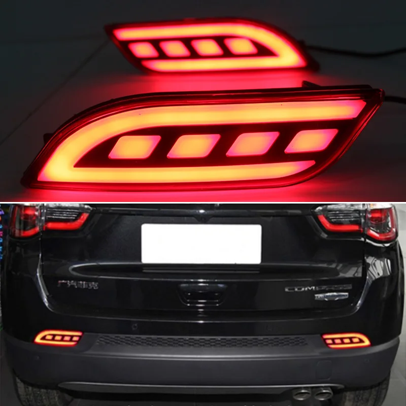 2 Pz Per Jeep Compass 2017 2018 2019 Led Fendinebbia Posteriore Auto Led Paraurti Luce Riflettore Luce Freno 2-In-1 Funzioni