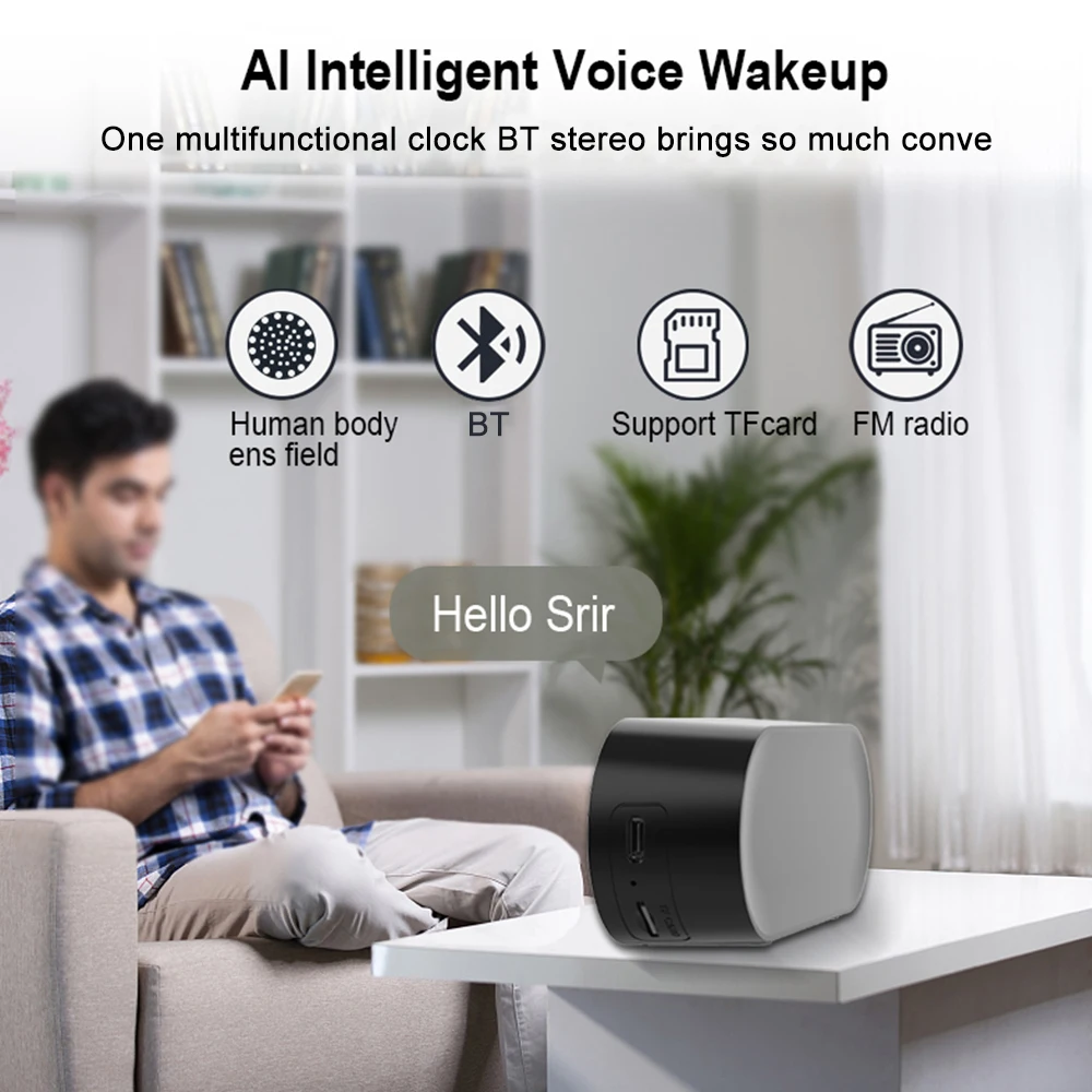 Quiet Wireless Bluetooth Speaker Alarm Clock RGB TWS USB LED Mirror Digital Clock FM Large Display Living Room Office Decoration