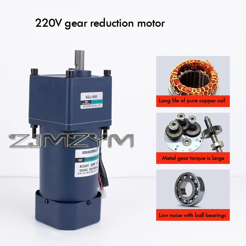 저속 저속 하이 토크 리프트 기어 감소 전기 기어 모터, 기계식 파워 액세서리, 200W 속도 조절 모터, AC 220V