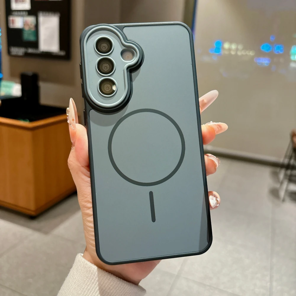 Solid Color Magnetic Charging Shockproof Phone Case with Camera Protection