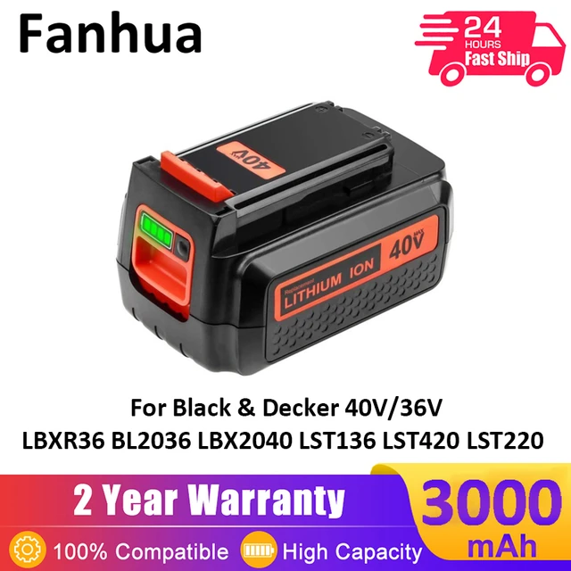 LST220 For Black and Decker 40V Lithium Battery LBXR36 LBX2040