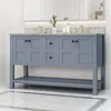 61" Bathroom Vanity with Two Sinks Double Bathroom Vanity with Marble Top, 4 Doors, 2 Drawers, for Bathroom，No Mirror (Grey) 1