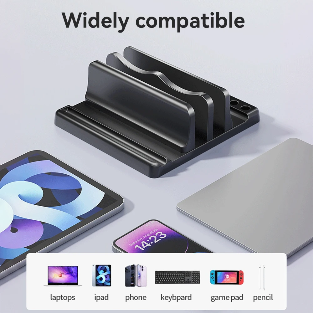 Space-Saving Vertical Laptop Stand with Adjustable Width