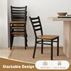 Heavy Duty Metal Dining Chair Set of 2, Commercial Stackable Chair with Wood Seat, 400 LBS Capacity for Restaurant, Dining Room 6