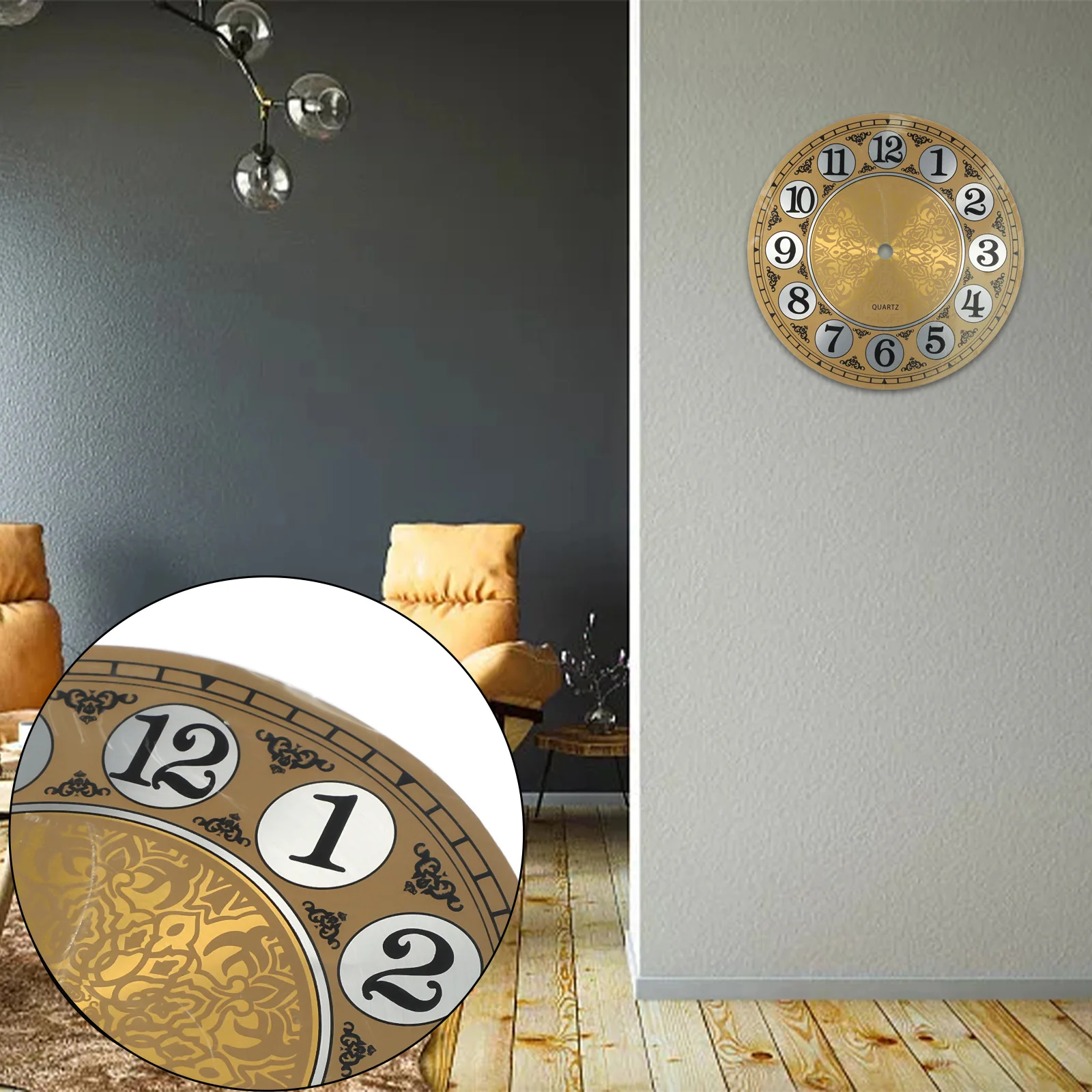 Quartz Wall Clock 180mm Vintage Aluminium Metal Dial Face Arabic Numeral Bedroom Living Room Decoration