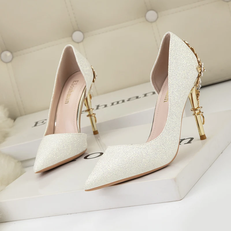 Luxury Women Wedding Shoes High Heels Rhinestone Slik Woman Pumps