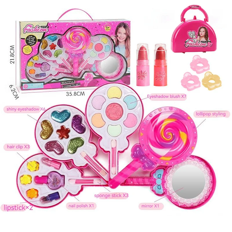 

Girls Make Up Set Toys Princess Makeup Tools Play House Children's Cosmetics Lipstick Eyeshadow Set for Kids Girls Party Game