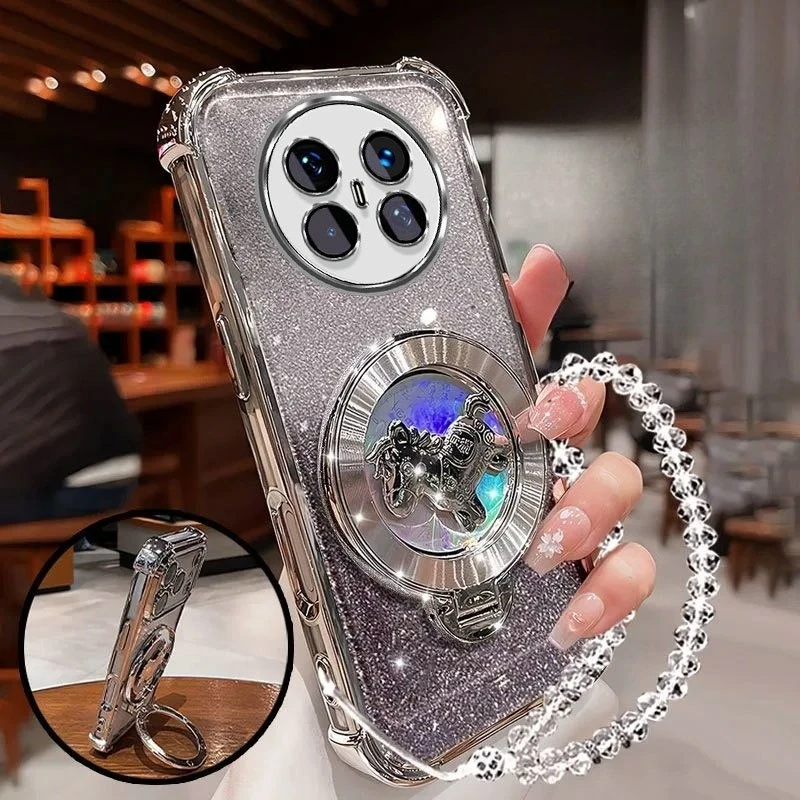 Glitter Shockproof Plating Pony Bracket Bracelet Silicone Case Cover