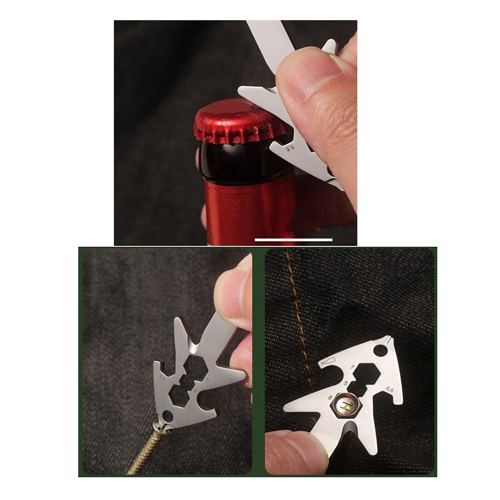 Lightweight Pocket Multi Tool Stainless Steel with Hex Wrench Bottle Opener Screwdrivers Ruler and Rope Cutter