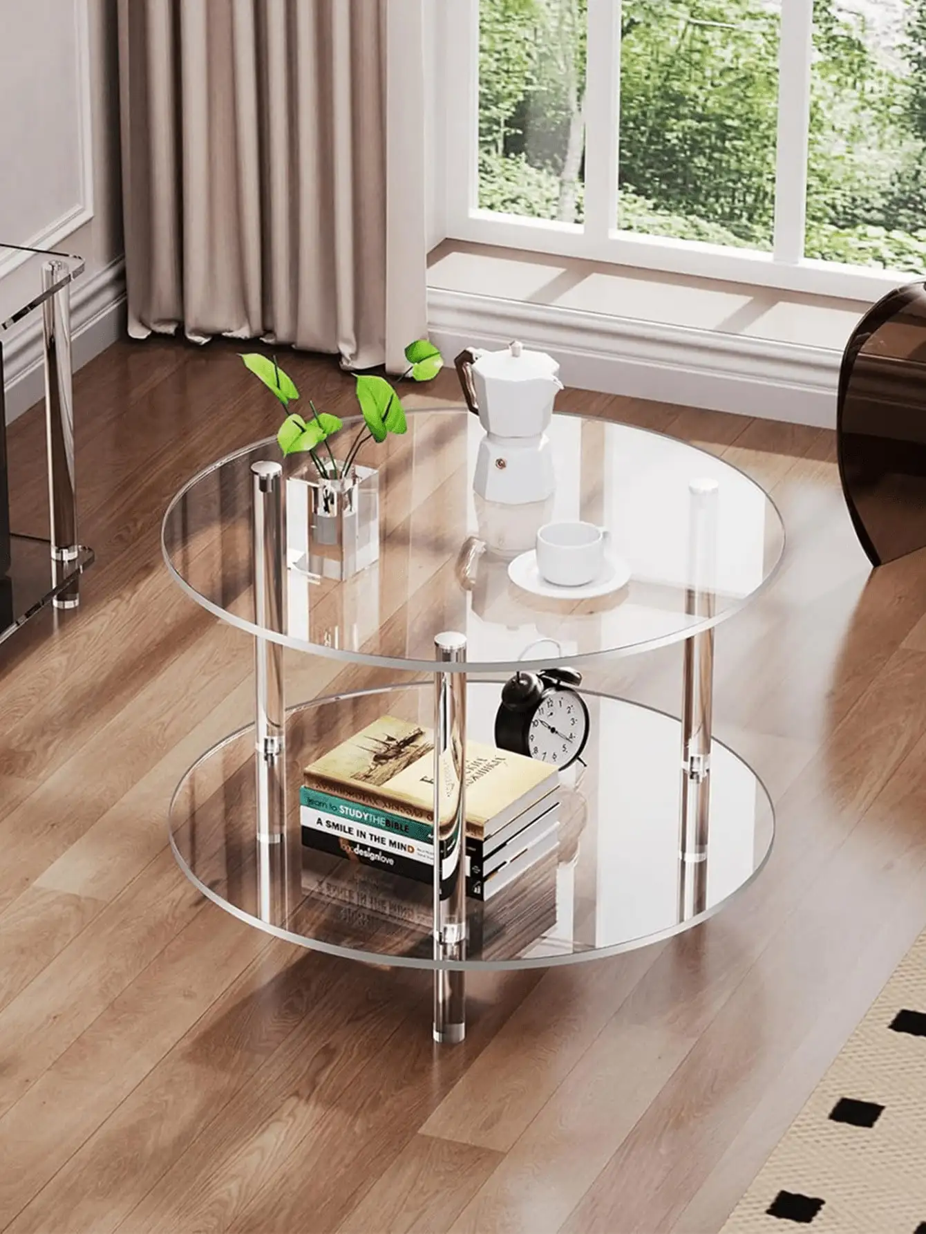 1 Set Acrylic Sofa Side Table, Detachable Coffee Table Suitable For Living Room, Bedroom, Bathroom, Hallway Storage Rack