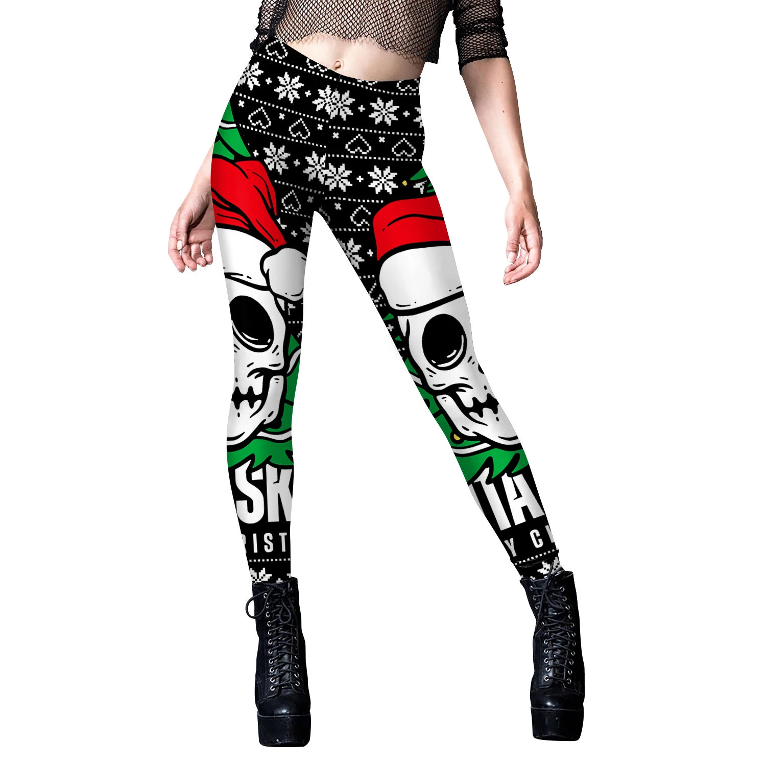 Leggings Santa Claus 3D Print Tights Pants Women Elastic Sexy Trousers Mid Waist Casual Streetwear Merry Christmas Holiday Gift