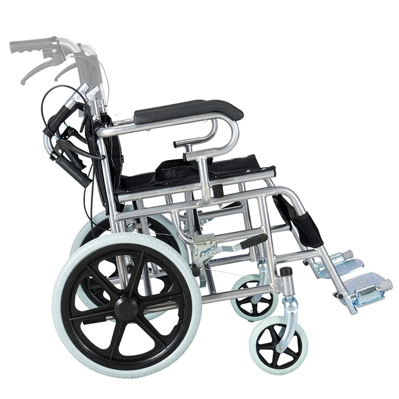 16Ferry-Inch Manual Wheelchair Portable Mobile Walker Patient Elderly Scooter Back Foldable