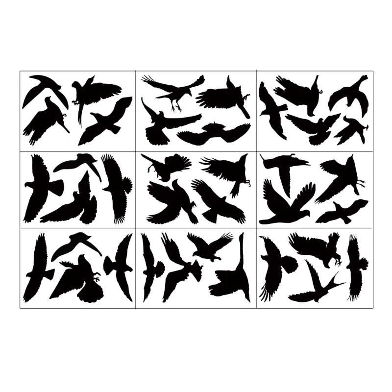 9pcs Anti-collision Window Bird Stickers Black Silhouettes Glass Door PROTECTION Save Birds Glass Door wall stickers,window stickers