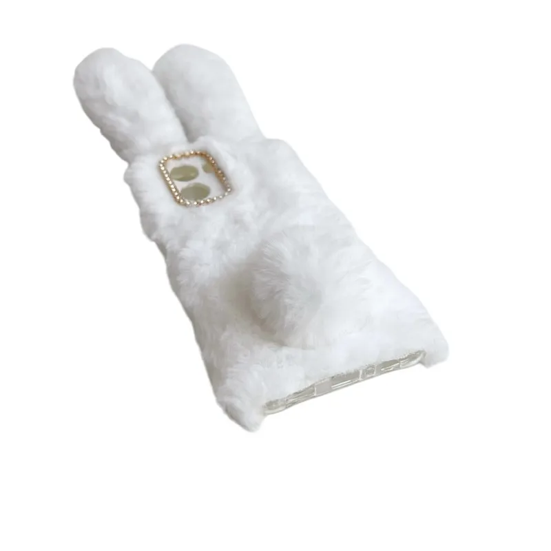 Fluffy Cute 3D Rabbit Fur Phone Case - Cozy and Adorable Cover
