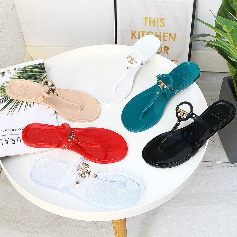 2022 New Style Crystal Summer Jelly Shoes Woman Home Slippers Custom Fashion Designer Flip Flops Slides